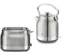 Swan Retro Revive Stainless Steel Traditional 1.7L 3KW Kettle & 2 Slice Toaster. Stovetop Inspired Design Kettle & Toaster Matching Retro Design Kitchen Electrical Set in Silver