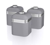 Swan Retro Canisters X 3 In Grey TEA, COFFEE, SUGAR, SWKA1020GRN
