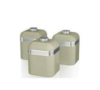 Swan Retro Set Of 3 Canisters Green