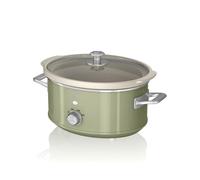 Swan Retro Slow Cooker - Green, 3.5L, 200W, with 3 Temperature Settings, Keep Warm Function, SF17021GN