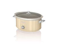 Swan Retro Slow Cooker with 3 Temperature Settings, Keep Warm Function, 6.5L, 320W, Retro Cream, SF17031CN