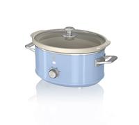 Swan Retro Slow Cooker with 3 Temperature Settings, Removable Dishwasher Safe Ceramic Pot and Glass Lid, 3.5L, Blue, SF17021BLN