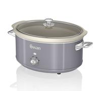 Swan Retro Slow Cooker with 3 Temperature Settings, Keep Warm Function, 6.5L, 320W, Retro Grey, SF17031GRN