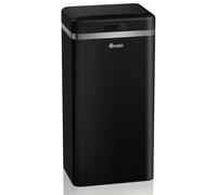 Swan Retro Square Sensor Bin with Hands-Free Opening Using Motion Sensor Technology, Bin Liner Retainer Ring, Steel Body, Large 45L Capacity, Black