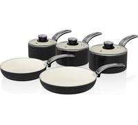 Swan Retro SWPS5020BN 5-piece Non-Stick Pan Set - Black, Black