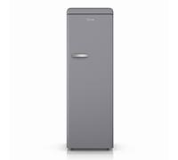 Swan Retro Tall Larder Fridge with 337L Capacity, 5 Glass Fridge Shelves, 1 Chrome Wine Rack, 6 Door Shelves, 1 Salad Crisper, Grey, SR11050GRNE