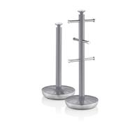 Swan SWKA1054GRN Retro Towel Pole and Mug Tree, Grey