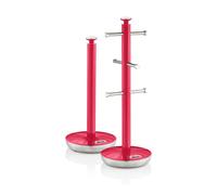Swan Retro Towel Pole & Mug Tree Set Non-slip Base Freestanding 6 Mug Capacity