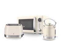 Swan Retro Kitchen Set, 1.7L Rapid Boil Traditional Kettle, 2 Slice Toaster and 20L Microwave, Cream, SK14631C & ST19028C & SM4425CRM, EEJB356