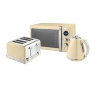 1.5L Kettle, 4 Slice Toaster & 800W Microwave Retro Triple Pack Swan Cream One Size