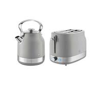 Swan RetroRevive Traditional Kettle 1.7L 3KW and 2 Slice Toaster Grey and Chrome Trim
