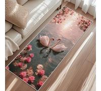 Swan Rug 40x60 cm Door Mat, Lotus Sunset Lake Landscape Lover Romantic Area Rug Entrance, Short Pile Non-Slip Washable Carpet For Bedroom Kitchen Hallway