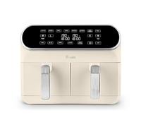 Swan SD10519C Retro Dual Basket Air Fryer with Swan Cyclone Technology, LED Display, 8 Pre-Set Cooking Options, Adjustable Temperature, 8L, 1700W, Cream
