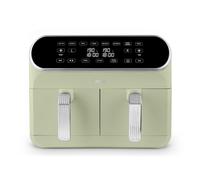 Swan SD10519G Retro Dual Basket Air Fryer with Swan Cyclone Technology, LED Display, 8 Pre-Set Cooking Options, 8L, 1700W, Retro Green