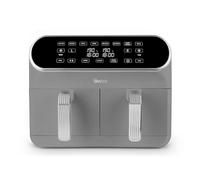 Swan SD10519GR Retro Dual Basket Air Fryer with Swan Cyclone Technology, LED Display, 8 Pre-Set Cooking Options, Adjustable Temperature, 8L, 1700W, Grey
