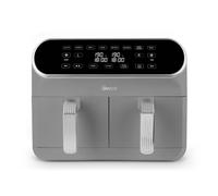 Swan SD10519GR Retro Dual Basket Air Fryer with Swan Cyclone Technology, LED Display, 8 Pre-Set Cooking Options - Air fry/Roast/Broil/Bake/Reheat/Dehydrate/Keep Warm/French Fries, Adjustable Temperatu