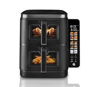 Swan SD10522BLK 11L Twin Stack Air Fryer with Swan Cyclone Technology, Two 5.5L Baskets, Space-Saving Vertical Stack Design, Foldable Digital Touch Display, Dual Cook Functions, 10 Pre-Sets, Black