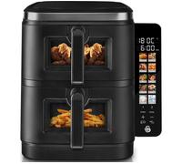 Swan SD10522BLK 11L Twin Stack Air Fryer with Swan Cyclone Technology, Two 5.5L Baskets, Space-Saving Vertical Stack Design, Foldable Digital Touch Display, Dual Cook Functions, 10 Pre-Sets, Black