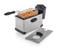 Swan SD6040N 3 Litre Stainless Steel Deep Fat Fryer with Viewing Window and Safety Cut Out, Non-Slip, Easy Clean and Adjustable Temperature Control, 2000W, Silver