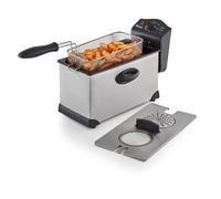 Swan SD6040N 3 Litre Stainless Steel Deep Fat Fryer with Viewing Window and Safety Cut Out, Non-Slip, Easy Clean and Adjustable Temperature Control, 2000W, Silver