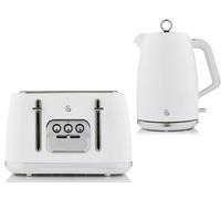 Swan Serenity 1.7L 3Kw Kettle And 4-Slice Toaster Set Matt White With Chrome Trim