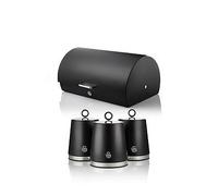 Swan Serenity 4 Piece Roll Top Bread Bin And Canister Set, Not Slip, Black Black