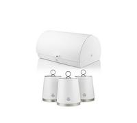 Swan Serenity 4 Piece Roll Top Bread Bin And Canister Set, Not Slip, White White