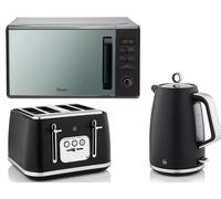 Swan Serenity Black Kettle, 4 Slice Toaster & 800W 20L Digital Microwave Set