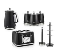 Swan Serenity Bundle: Kettle, Toaster, 3 Canister Set, Mug Tree In Black Black