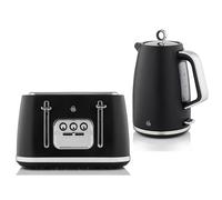 Swan Serenity Kettle & 4 Slice Toaster Set Matt Black Finish & Chrome