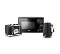 Swan Serenity Kitchen Set,1.7L Jug Kettle, 4 Slice Toaster, 700W Microwave, Black, EEJB340