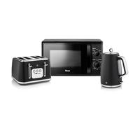 Swan Serenity Kitchen Set,1.7L Jug Kettle, 4 Slice Toaster, 700W Microwave, SK14017BLK + ST19024BLK + SM4420BLK, Black
