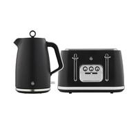 Swan Serenity Kitchen Set, 1.7L Kettle & 4 Slice Toaster, Black, SK14017BLK & ST19024BLK