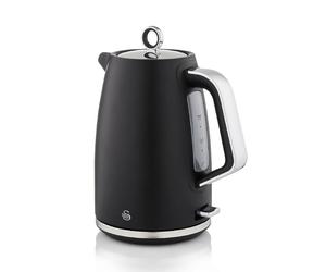 Swan Serenity SK14017BLK 1.7 Litre Kettle with Quick Boiling, 360-Degree Base, Boil Dry Protection, Water Level Indicator, Non-Slip Feet, 3000W, Black