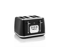 Swan Serenity ST19024BLK 4 Slice Toaster with Matt Finish, 6 Browning Levels, Temperature Control, Reheat and Defrost Functions, 2100W, Black