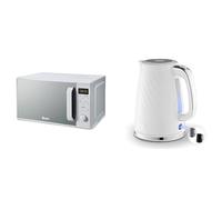 Swan Set: Digital Microwave 800W 20L + Rapid Boil Kettle 1.7L, White