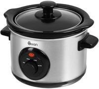 Swan SF17010N 1.5 Litre Slow Cooker with 3 Heat Settings, Glass Lid, 120W, Stain
