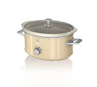 Swan SF17021CN Retro Slow Cooker with 3 Temperature Settings, Keep Warm Function, 3.5L, 200W, Retro Cream