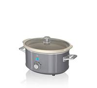 Swan SF17021GRN Retro Slow Cooker with 3 Temperature Settings, Keep Warm Function, 3.5L, 200W, Retro Grey