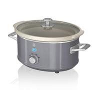 Swan SF17021GRN Retro Slow Cooker with 3 Temperature Settings, Keep Warm Function, Removable Dishwasher Safe Pot, Up to 4 Portions, 3.5L, 200W, Retro Grey
