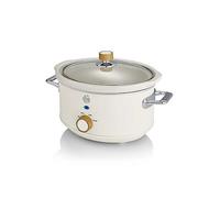 Swan 3.5L Nordic Slow Cooker 200W Removable Inner Pot Low/High Settings Glass Lid - Cotton White