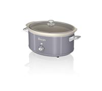 Swan SF17031GRN Retro Slow Cooker with 3 Temperature Settings, Keep Warm Function, 6.5L, 320W, Retro Grey