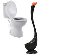 Swan Shape Toilet Brush with Holder - Deep Cleaner Toilet Brushes with Flexible Bristles, Loo Cleaner Brush and Base Set For Toilet Cleaning - Black