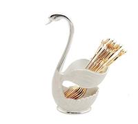 Swan-Shaped Cutlery Holder | Decorative Metal Spoon Fork Organizer Rack | Elegant Tableware Storage Tray Stand for Kitchen Dining Room Dinner Party, Gold White, Silver White, red Gold, Black Gold
