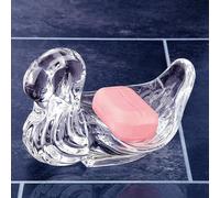 Swan Shaped Soap Dish - Clear Shatterproof Acrylic Soap Holder with Ridged Base for Water Drainage, Decorative Bathroom Accessory for Bath, Sink or Shower Shelf - Measures H9.5 x W14 x D9.8cm