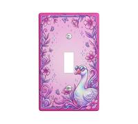 Swan Single Light Switch Cover Plate, Fanciful Playful Flowers Butterflies Spring Peach Plastic Standard Size Toggle Light Switch Cover for Home Living Room New Apartment Decor (Single)