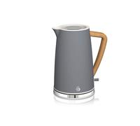 Swan SK14610GRYN Nordic Jug Kettle, Wood Effect, Soft Touch, 1.7L 3KW, Matte Slate Grey
