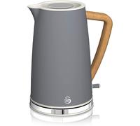 Swan SK14610GRYN, Nordic Rapid Boil Jug Kettle, Wood Effect Handle, Soft Touch Housing and Matt Finish, 3kw, 1.7 Litre, Slate Grey