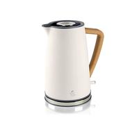 Swan SK14610WHTN Nordic Jug Kettle, Wood Effect, Soft Touch, 1.7L 3KW, Matte Cotton White
