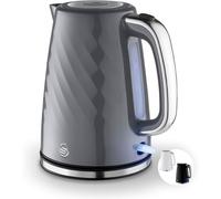 Swan SK14611GRY Windsor Rapid Boil Kettle with Removable Limescale Filter, Boil Dry Protection and Hidden Cord Storage, 1.7L, 3KW, Grey